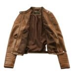 faites sensation avec notre veste biker marron audacieuse vestes pour femme 123 1
