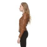 faites sensation avec notre veste biker marron audacieuse vestes pour femme 891 1
