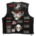 gilet biker en cuir elegance et confort pour aventuriers de la route 31 patchs m 136 1
