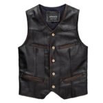 gilet biker en cuir marron style eblouissant pour hommes s 149 1
