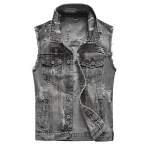 gilet biker jean noir dechire le style urbain ultime s 179 1