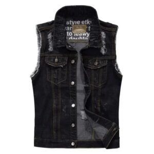 Gilet Jean Biker Déchiré : Faites Une Déclaration De Style Audacieuse !