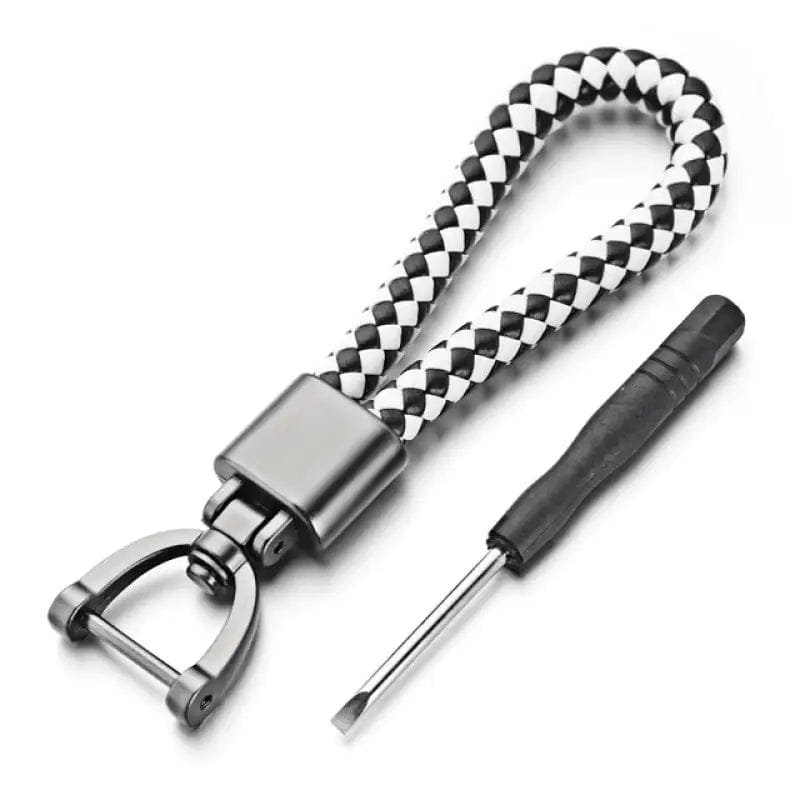 porte cle moto cuir elegance minimaliste pour bikers stylish noir blanc portecle 682 1