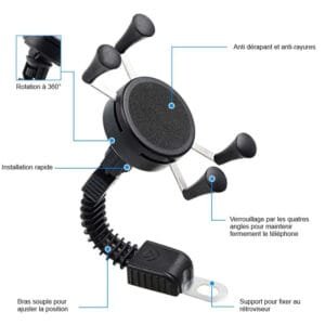 Support Téléphone Moto Flexible Avec Rotation 360° Pour Le Roadtrip!