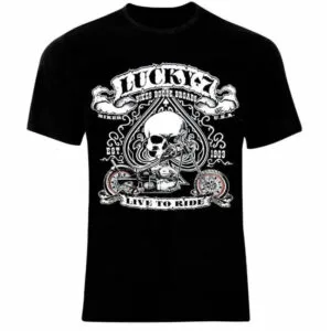 T-shirt Biker Lucky 7: Embrassez La Rébellion Avec Style! s