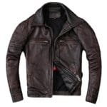 Veste Biker Cuir Vintage: élégance Intemporelle à Porter! m