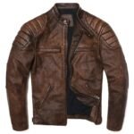 veste biker en cuir vintage camel marron elegance au quotidien m vestes pour homme 596 1