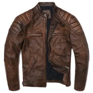 veste biker en cuir vintage camel marron elegance au quotidien m vestes pour homme 596 1