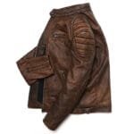 Veste Biker En Cuir Vintage Camel Marron: élégance Au Quotidien!