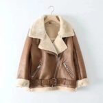 veste biker fourrure alliez style rebelle et luxe elegant marron s vestes pour femme 505 1