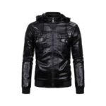 veste biker homme a capuche en simili cuir soyez pret pour la route noir s vestes 661 1