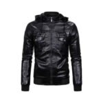 Veste Biker Homme à Capuche En Simili Cuir: Soyez Prêt Pour La Route! - Noir / s