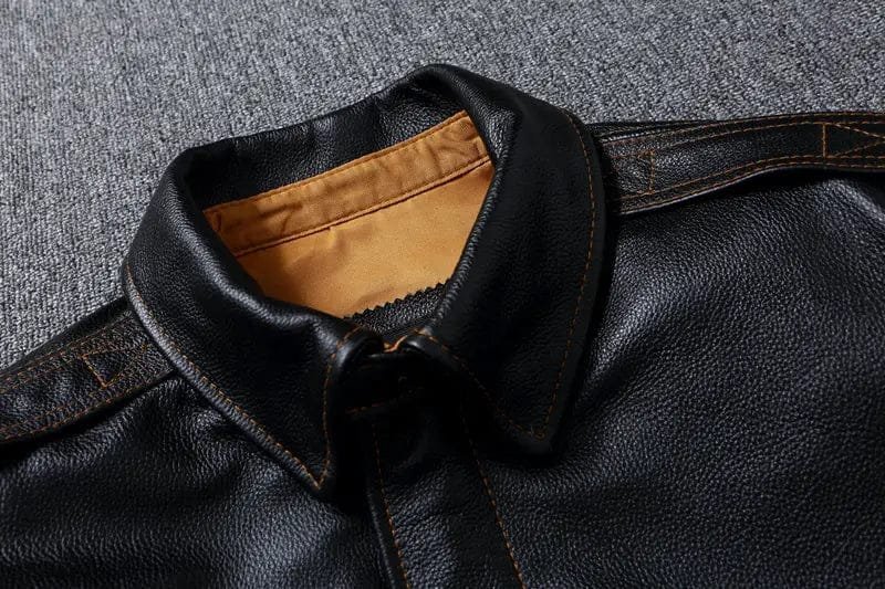 veste biker homme elegance vintage en cuir type pilote militaire 814 1