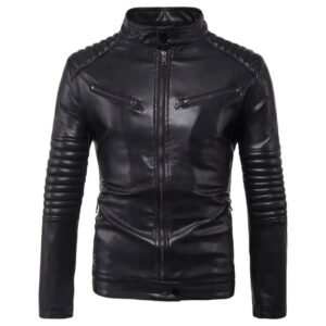 veste biker homme en simili cuir noir style et rebellion assures s vestes pour homme 594 1