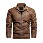 Veste Biker Homme En Simili Cuir: Style Audacieux Et Confort Optimal! Marron Clair / s