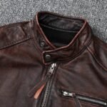 Veste Biker Marron : élégance Et Durabilité En Cuir Authentique!