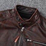 Veste Biker Marron: élégance Et Durabilité En Cuir Authentique!