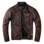 Veste Biker Marron : élégance Et Durabilité En Cuir Authentique!