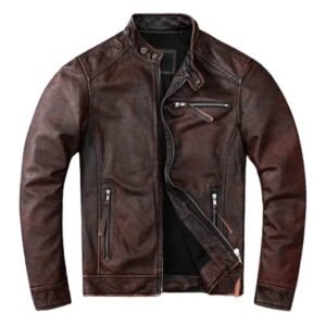 veste biker marron elegance et durabilite en cuir authentique s 134 1