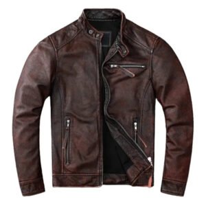 Veste Biker Marron: élégance Et Durabilité En Cuir Authentique! - s