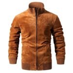 Veste En Cuir Suédé Biker : élégance Et Style Avec Fermeture éclair！