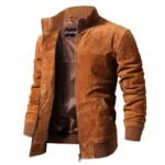 Veste En Cuir Suédé Biker : élégance Et Style Avec Fermeture éclair！