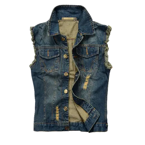 veste en jean sans manche biker