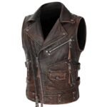 vivez la route avec notre gilet biker en cuir intemporel m marron 919 1