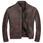 Vivez L’adrénaline Avec Notre Veste Cuir Biker De Luxe! Marron / S-160cm 55kgs