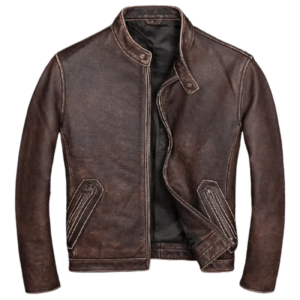 Vivez L’adrénaline Avec Notre Veste Cuir Biker De Luxe! Marron / S-160cm 55kgs