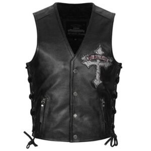 vivez laventure avec notre gilet biker cuir live fast s 419 1
