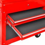 Servante d'atelier roulante – Acier rouge, 2 tiroirs, plateau coulissant